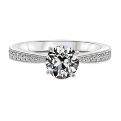 Women Old Cut Mined Natural Real Diamond ( Not Lab Grown ) Accent Ring 3 Carats 4 Tapered Shank