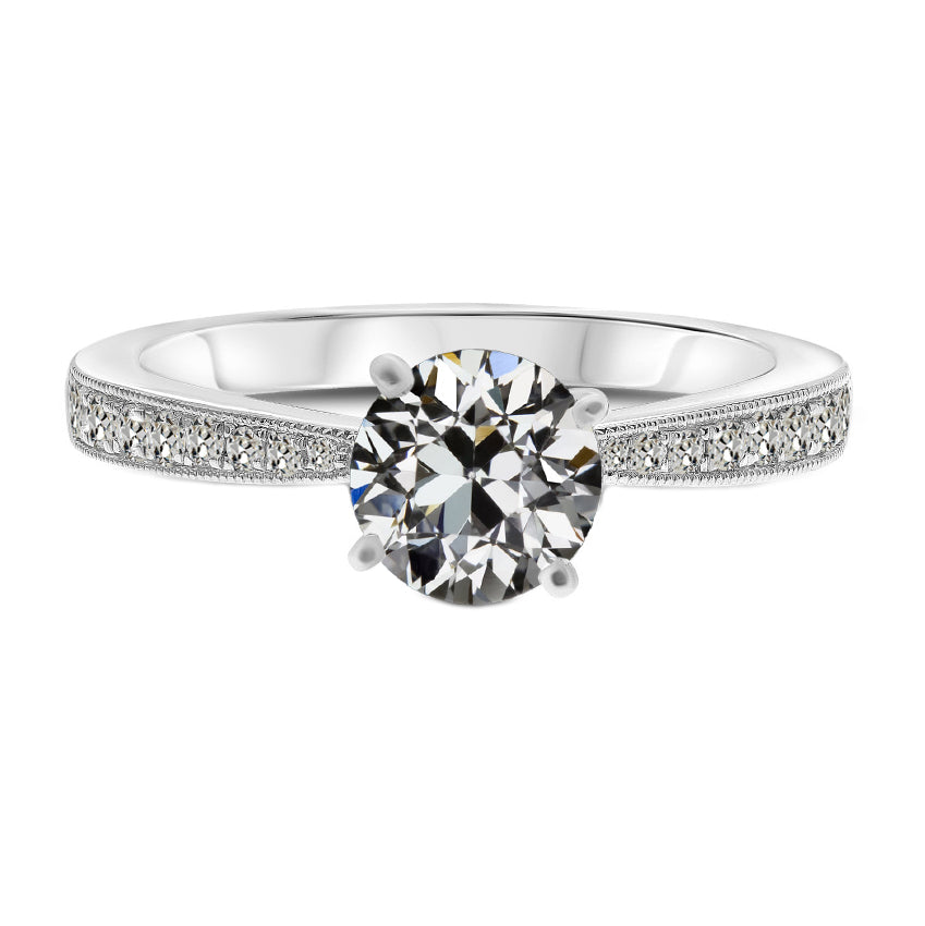 Women Old Cut Diamond Accent Ring 3 Carats 4 Tapered Shank
