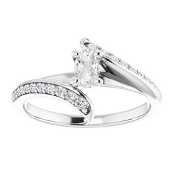 Women Oval Old Cut Diamond Ring With Accents Prong Set 3.50 Carats