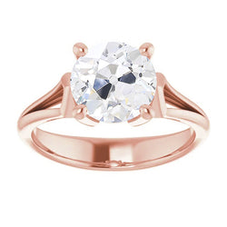 Women Solitaire Ring Round Old Miner Natural Earth Mined Diamond Prong Set 3.50 Carats