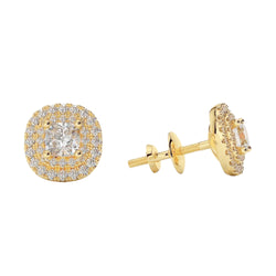 Women Studs Earrings 3.50 Carats Sparkling Diamonds 14K Yellow Gold