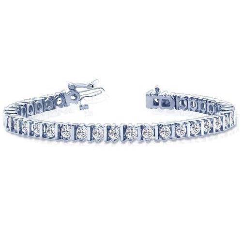 Women 14K White Gold Round Lab Grown Diamond Tennis Bracelet 10 Carats