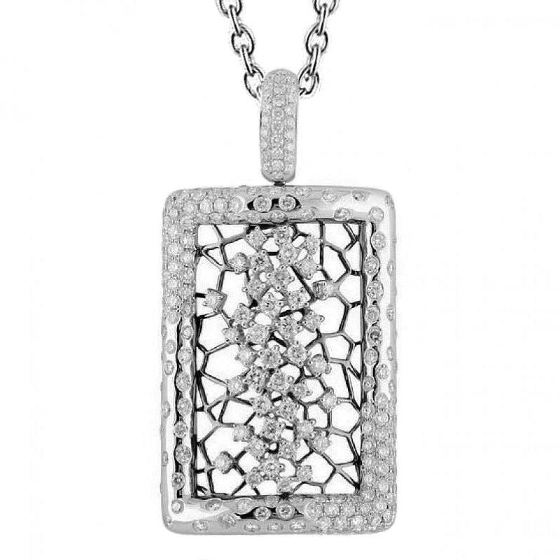 Women Genuine Natural Earth Mined Diamond Pendant 4.09 Carats White Gold 14K