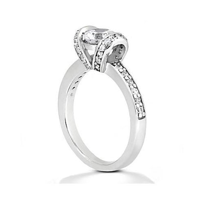 Princess Cut Sparkling Solitaire Ring with Accents White Gold Diamond 