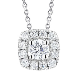 Women Round Halo Natural Diamonds Necklace Pendant 1.50 Carats White Gold 14K
