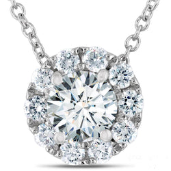 Women Round Halo Natural Diamond Pendant White Gold Sparkling Jewelry 2 Ct.