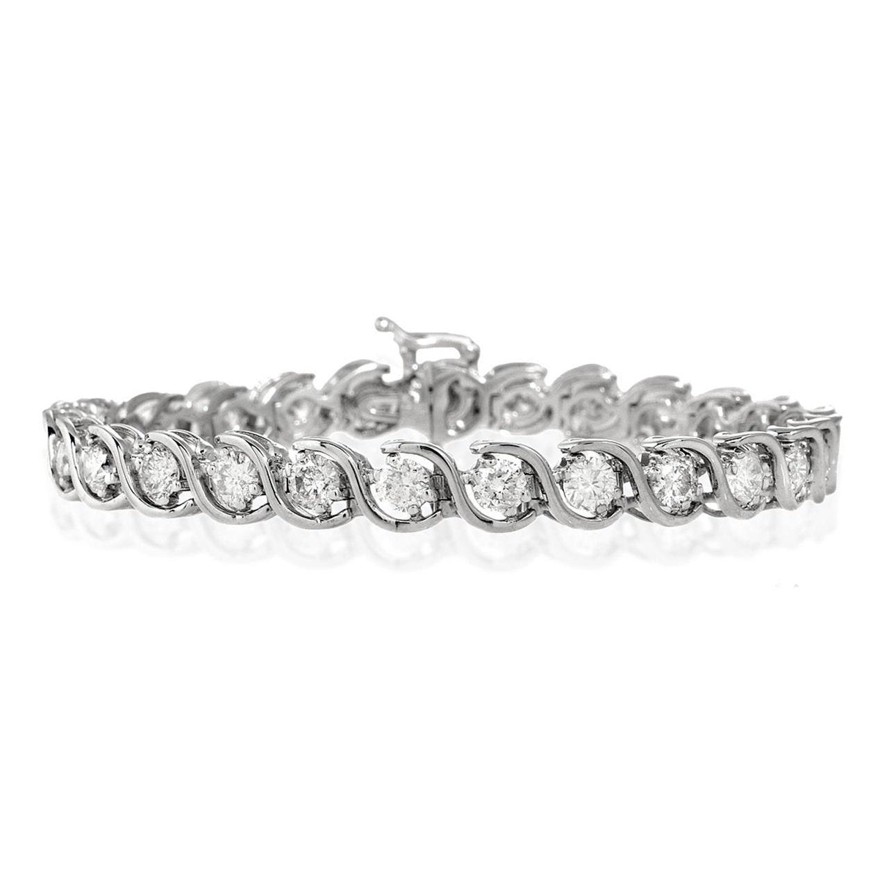 Women Round Lab Grown Diamond Tennis Bracelet White Gold 6.25 Carats