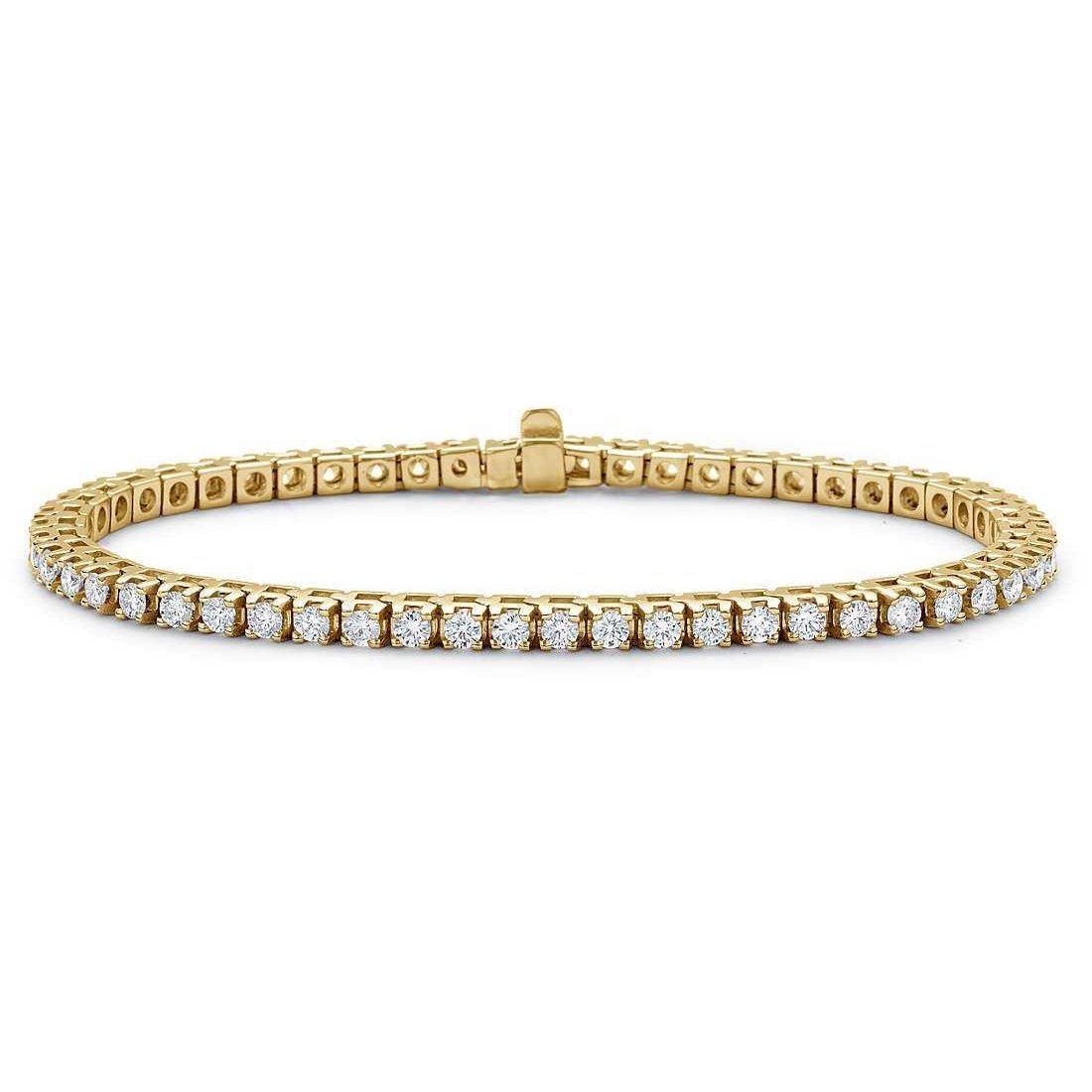 Women Tennis Bracelet 6.50 Carats Round Lab Grown Diamonds Yellow Gold 10K