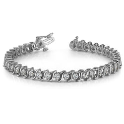 Women Tennis Bracelet 7.60 Carats Round Cut Lab Grown Diamonds White Gold