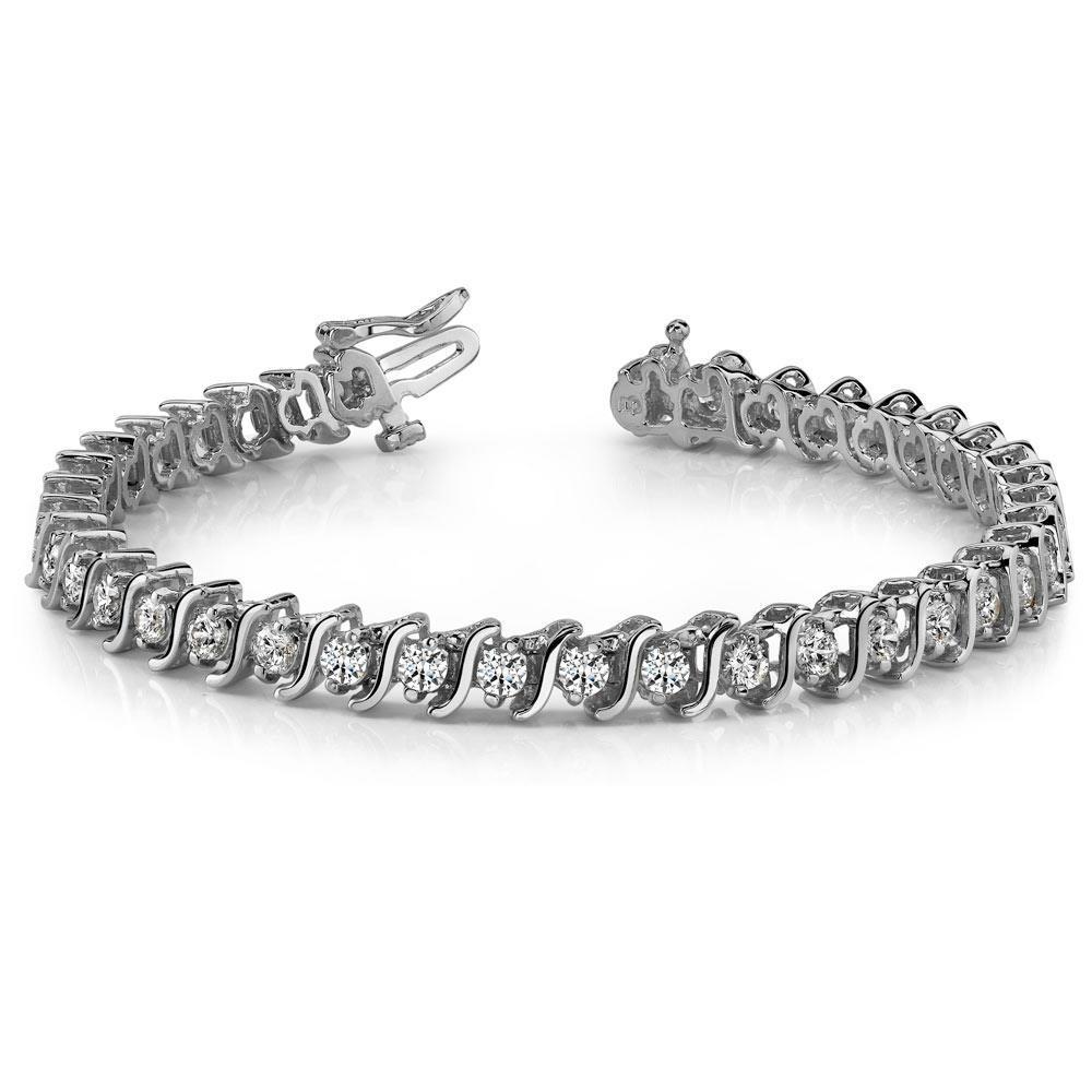 Women Tennis Bracelet 7.60 Carats Round Cut Lab Grown Diamonds White Gold