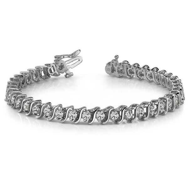 Women Tennis Bracelet 7.60 Carats Round Cut Lab Grown Diamonds White Gold