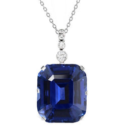 Women’s Emerald Sapphire & Diamond Pendant With Chain 5.25 Carats