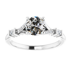 Women's Real Natural Earth Mined Diamond Engagement Ring Old Mine Cut Bar Prong Set 3 Carats