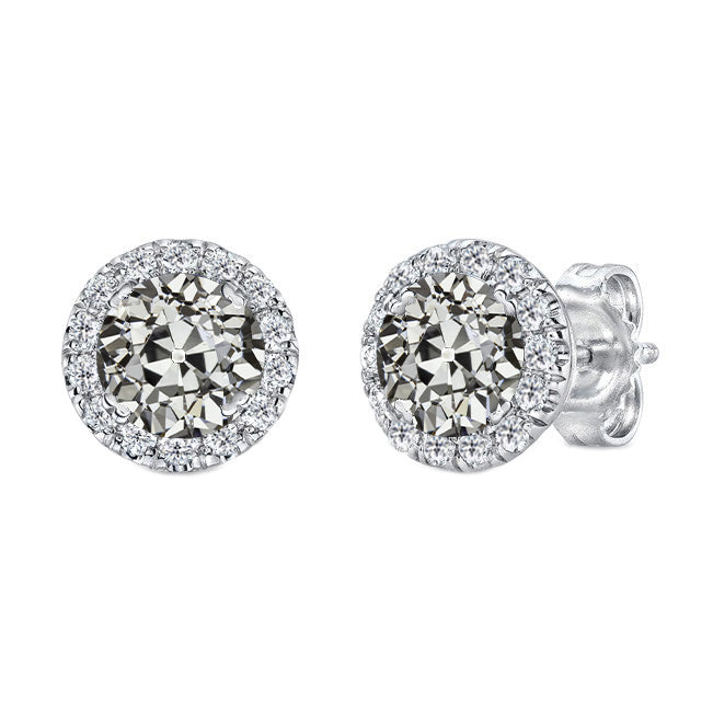 natural round diamond 4ct earring front view