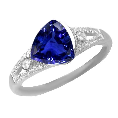 Women's Diamond Jewelry Trillion Sapphire Ring  Lady’s Brilliant Engagement   