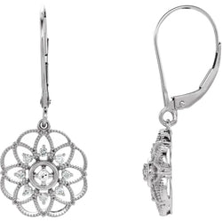 Women’s Diamond Leverback Earrings Round Old Miner 0.75 Carats
