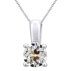 Women's Natural Diamond Necklace 3 Carats Round Old Miner 14K Gold