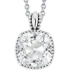 Women's Genuine Natural Earth Mined Diamond Pendant Cushion Old Miner Beaded Style 5 Carats 14K