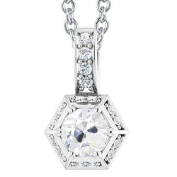 Women’s Diamond Pendant Halo Old Miner 4.50 Carats White Gold 14K