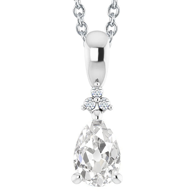 Women’s Diamond Pendant Old Miner Cut White Gold