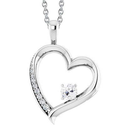 Diamond Pendant Round Old Cut Heart Shaped