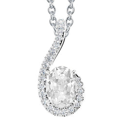 Women’s Real Natural Earth Mined Diamond Pendant Slide Jewelry Halo Oval Old Miner 5.50 Carats
