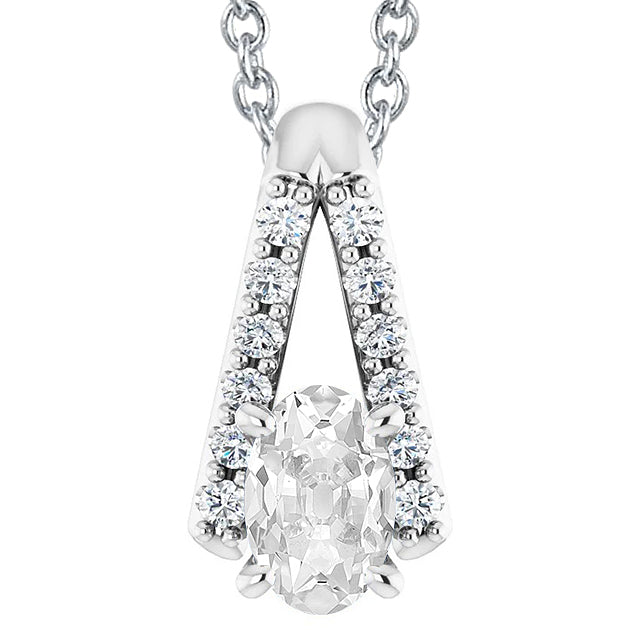 Women’s Diamond Pendant Slide Oval Old Cut