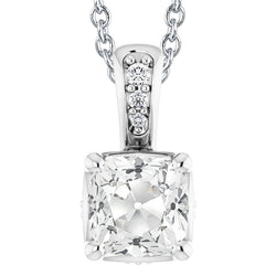 Women’s Natural Earth Mined Diamond Pendant With Bail Cushion Old Miner 6 Carats Prong Set
