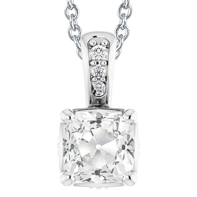Women’s Diamond Pendant With Bail Old Miner Prong Set