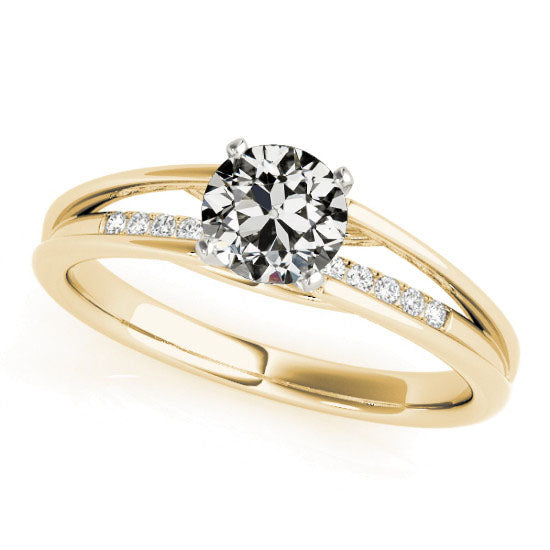 Fancy White Round Yellow Women's Diamond Ring Round Old Miner