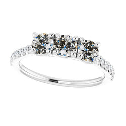 Women’s Engagement Ring Round Old Mine Cut Real Natural Earth Mined Diamond Gold 4 Carats