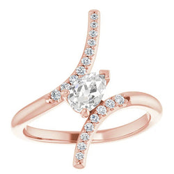 Women’s Fancy Ring Pear Old Miner Genuine Natural Earth Mined Diamond Twisted Shank 3 Carats