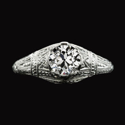 Women’s Gold Solitaire Ring Old Cut Natural Earth Mined Diamond Antique Style 2 Carats