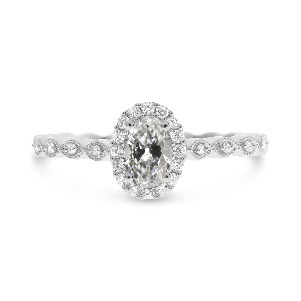 Women’s Halo Anniversary Ring Old Miner Cut Diamond