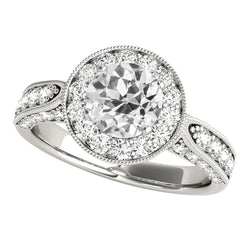 Women’s Halo Anniversary Ring Round Old European Natural Earth Mined Diamond 5.25 Carats
