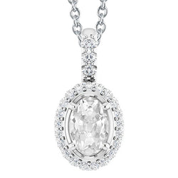Women’s Halo Diamond Pendant Oval Old Cut 5.50 Carats Jewelry 14K