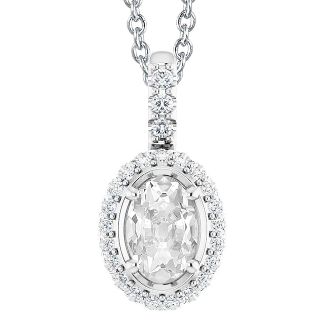 Women’s Halo Diamond Pendant Old Miner Cut Jewelry