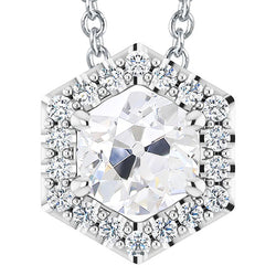 Women’s Halo Diamond Pendant Round Old Miner 7.50 Carats Jewelry