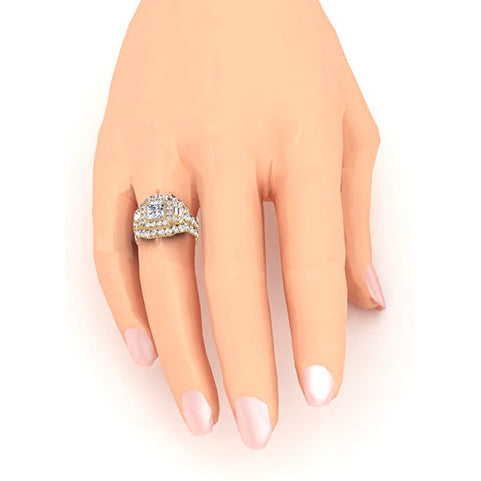 Princess Cut Diamond Insert Engagement Ring Enhancer  14K 4 Ct