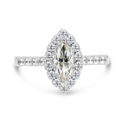 Women’s Halo Engagement Ring Marquise Old Mine Cut Diamond 4.50 Carats