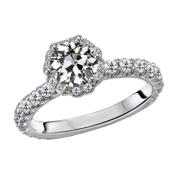 Women’s Halo Engagement Ring Old Miner Diamond