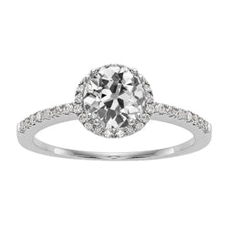 Women’s Halo Round Old Miner Diamond Ring With Accents 4 Carats