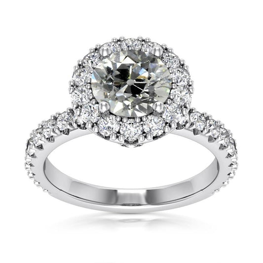 natural round diamond 6ct ring front view