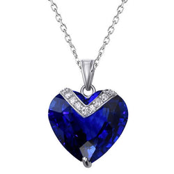 Women’s Heart Pendant Dark Blue Sapphire & Natural Earth Mined Diamond Jewelry 4.50 Carats