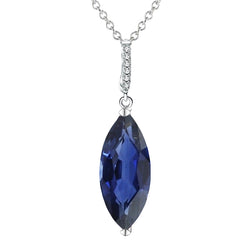 Women’s Marquise Dark Blue Sapphire & Diamond Pendant 4.75 Carats