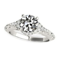 Women's Old Mine Cut Genuine Natural Earth Mined Diamond Ring With Accents 3.75 Carats Jewelry