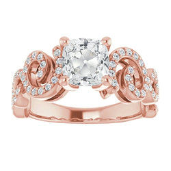 Women's Ring Cushion Old Miner Real Natural Earth Mined Diamond Prong Set 8 Carats Rose Gold