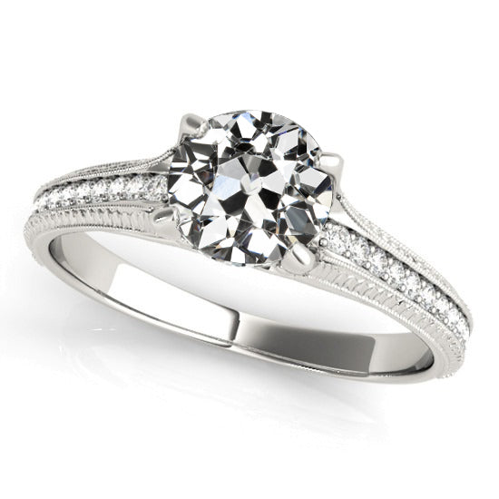 White Round Women's Ring Round Old Cut Diamond