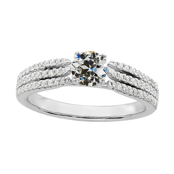 Women’s Ring Old Miner Cut Diamond Three Row Accents