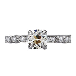 Women’s Ring Round Old Mine Cut Genuine Natural Earth Mined Diamond 4 Prong Set 4 Carats